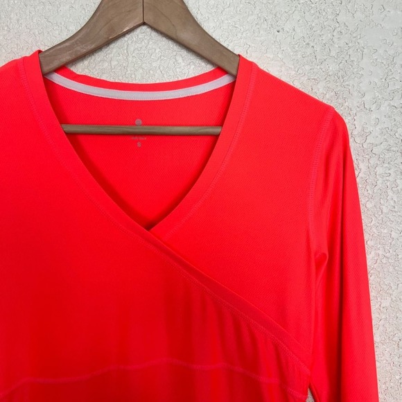Athleta Neon Athletic Tunic Womens Small Orange Thumbholes Ruched Side - Picture 8 of 12